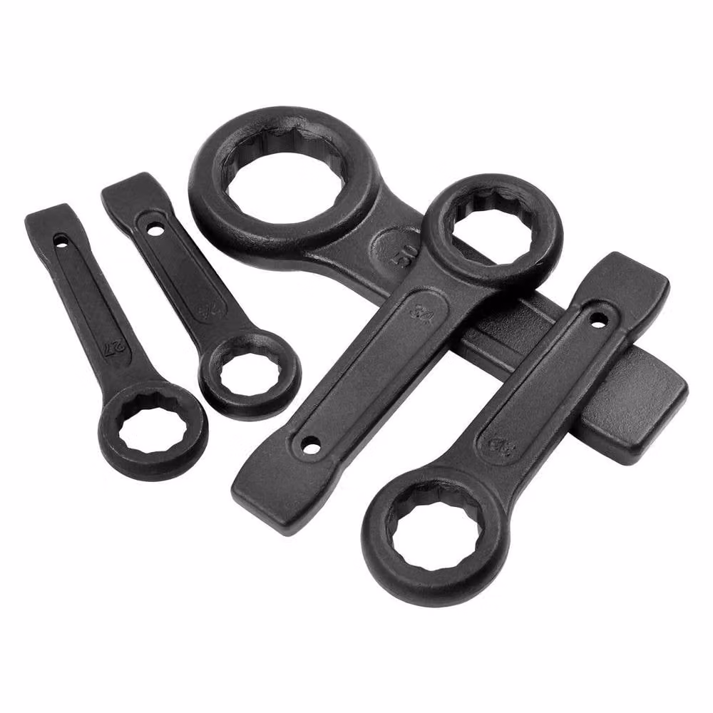 NESTLUNE 10-Piece Heavy Duty Single Ring Slogging Wrench Set, 24-50mm, Black – 3