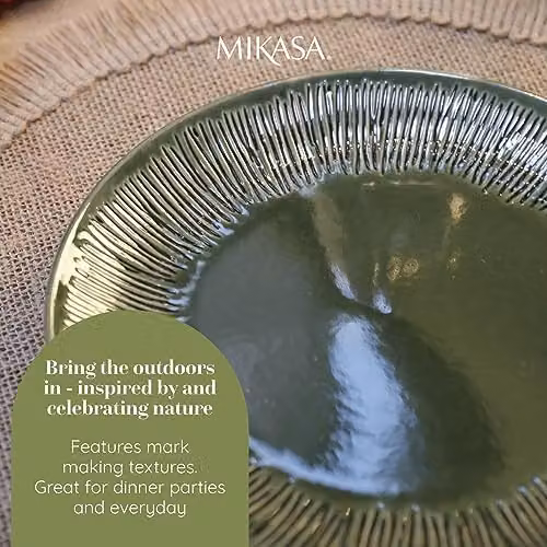 Mikasa Jardin 12-Piece Floral Stoneware Dinner Set in Green – 3