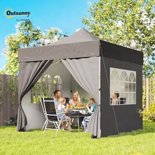 Outsunny Pop Up Gazebo with Sidewalls, UPF50+, Grey/Silver, W: 300 cm, D: 300 cm, H: 338 cm – 2