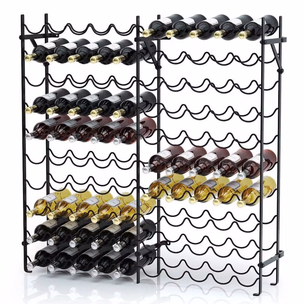 SPETLEK 10-Tier 100 Bottle Wine Rack, Heavy Duty Matt Black Metal Wall Mounted Storage – 4