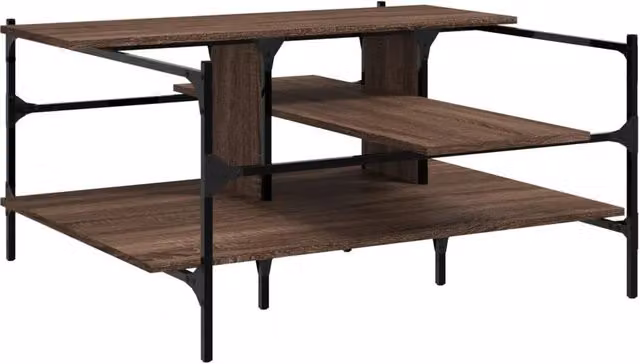 Berkfield Home Square Coffee Table in Brown Oak, W/D/H: 100 x 100 x 48.5 cm – 1