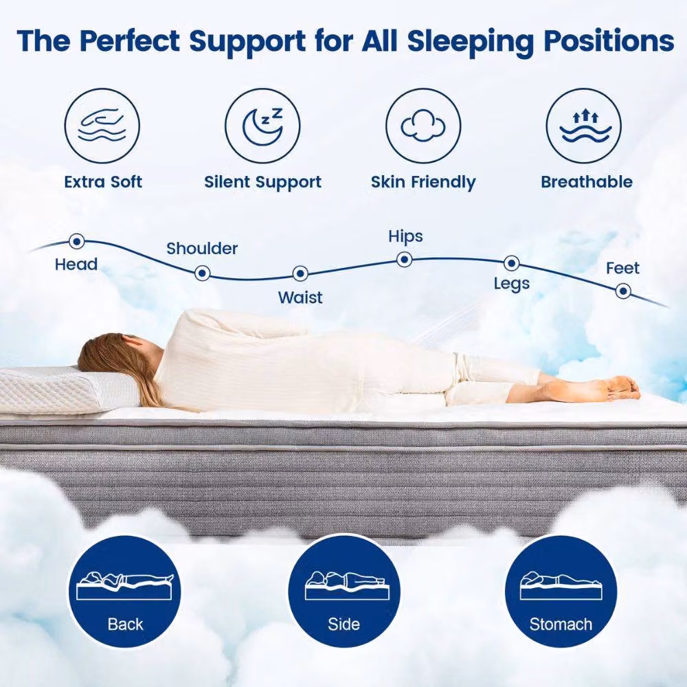 Marsh Mallow Mattress Double White Hybrid Memory Foam and Pocketed Springs – 2