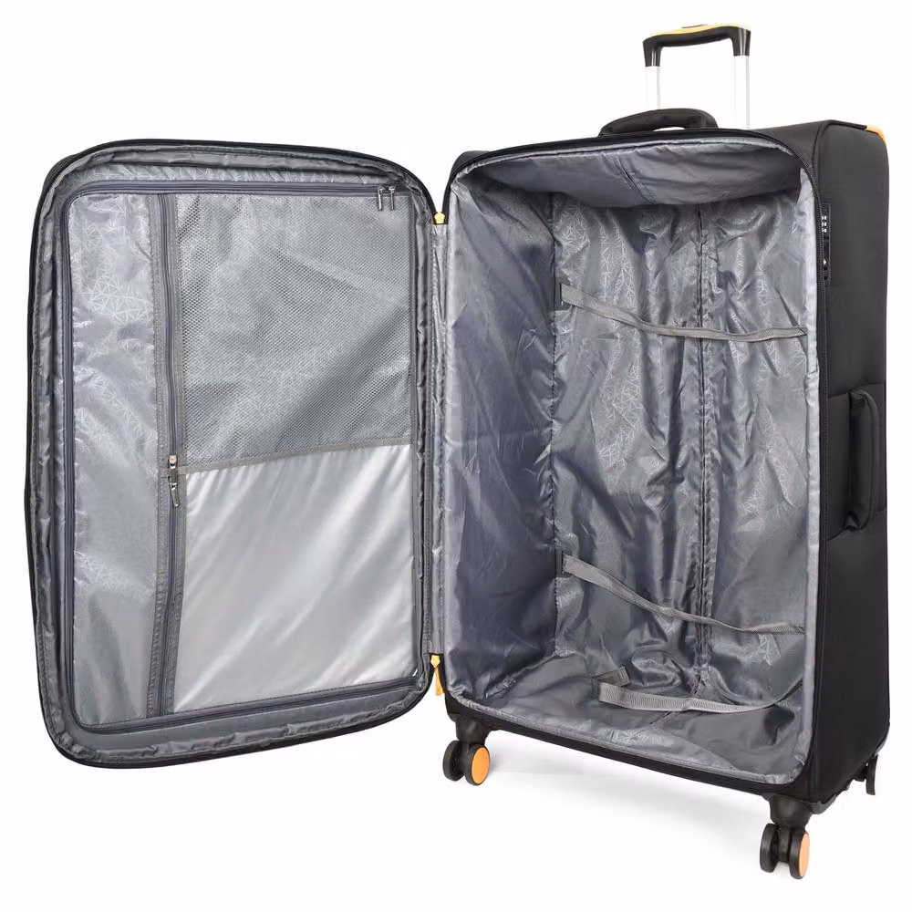 House of Leather HOL231 Soft Shell Lightweight Expandable Suitcase in Black – 3
