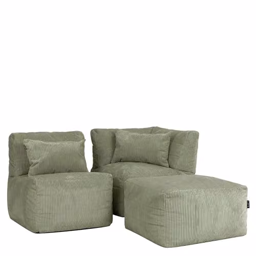 icon Noa 3 Seater Modular Bean Bag Sofa with Filling in Green