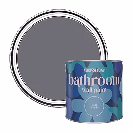 Rust-Oleum Matt Grey Water-Based Bathroom Wall and Ceiling Paint, 2.5L – 1