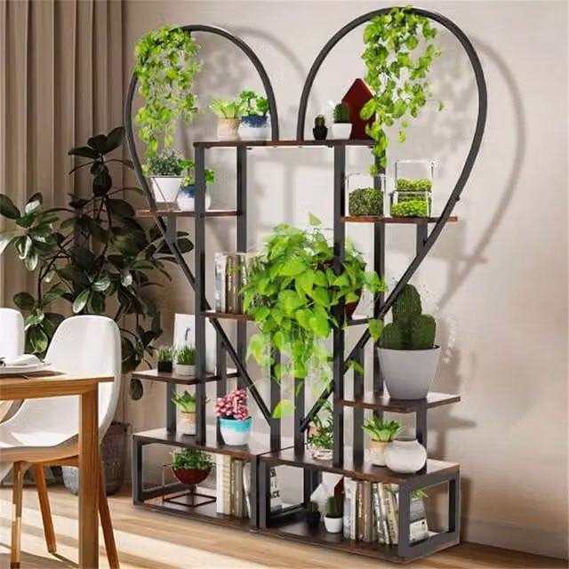 EONLION 6 Tier Heart Shaped Plant Stand and Flower Pot Holder in Black – 1