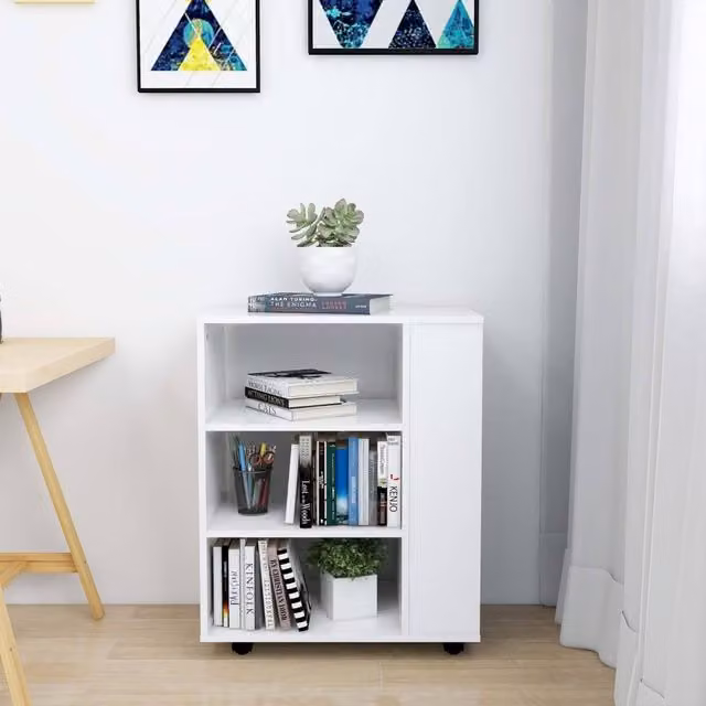 Berkfield Home Rolling Cabinet in White, W/D/H: 60 x 35 x 75 cm