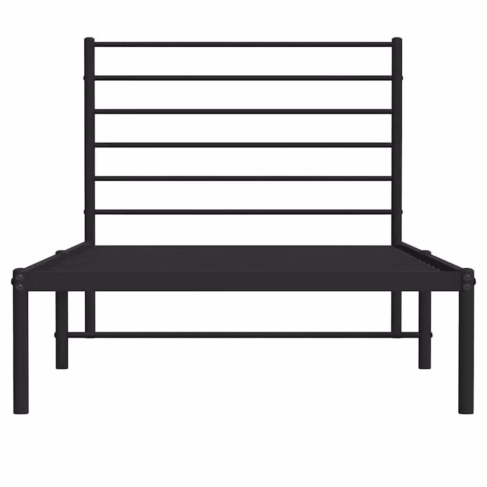 Berkfield Home Metal Bed Frame with Headboard in Black, W: 100 cm, L: 200 cm
