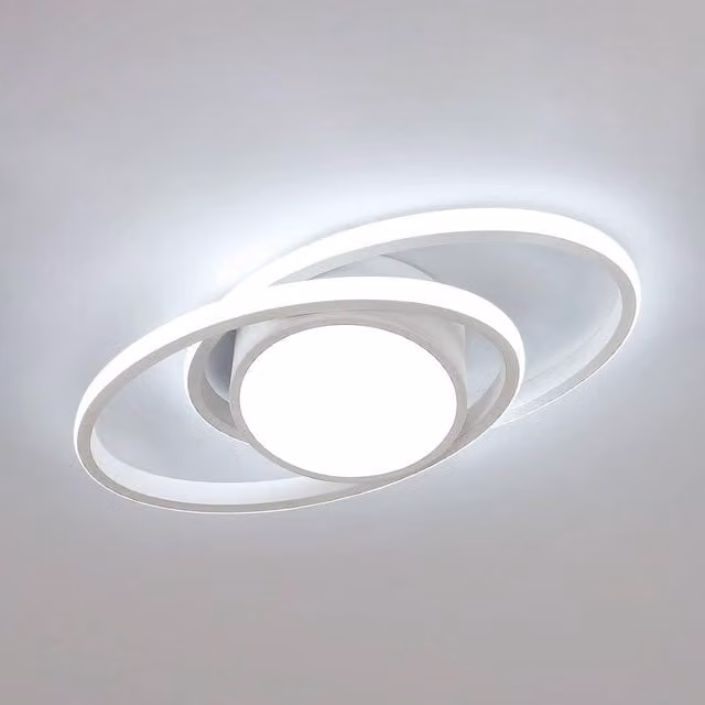 Pheashine Modern White Double-Ring LED Ceiling Light, 39W, 6500K, Diameter: 38.5 cm