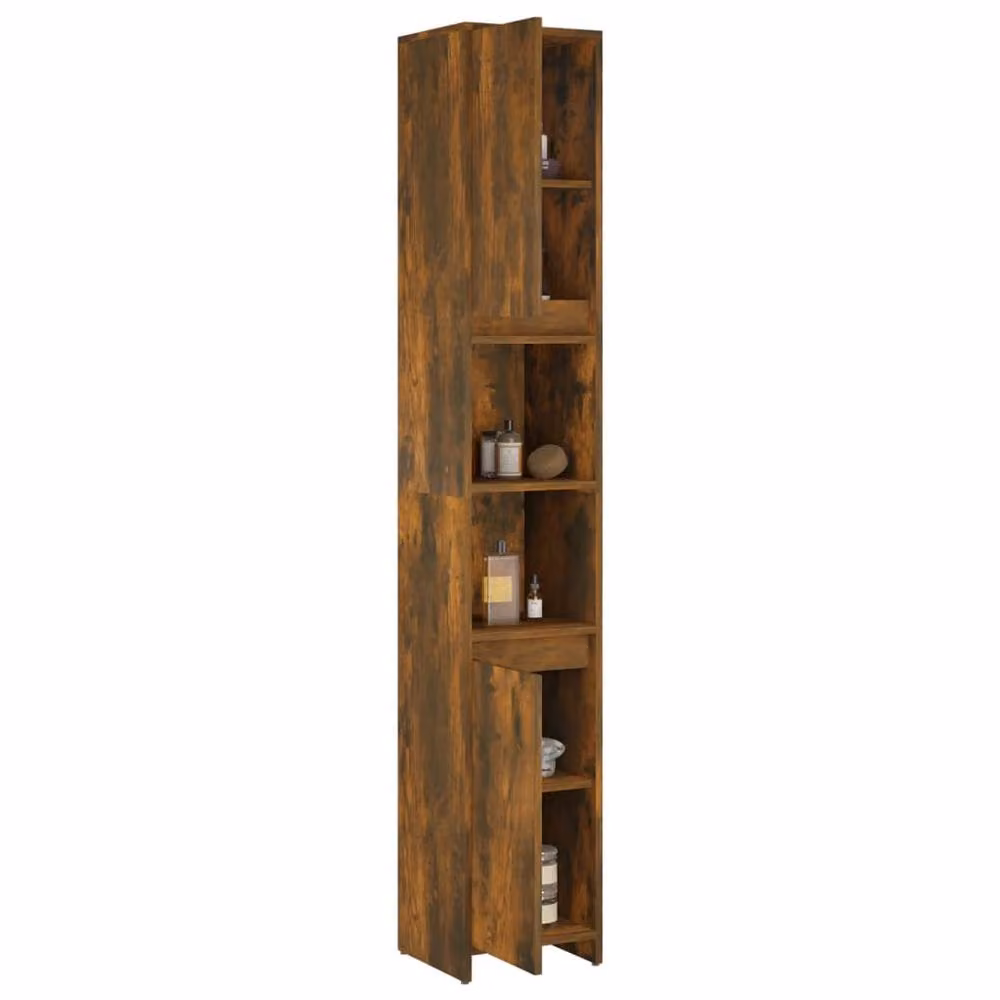 Berkfield Home Smoked Oak Bathroom Cabinet, Brown, W: 30 cm, D: 30 cm, H: 183.5 cm – 3
