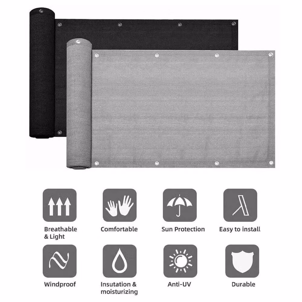 NESTLUNE Grey Privacy Garden Fence Panel and Balcony Cover with UV Protection, W: 100 cm, H: 60 cm – 2