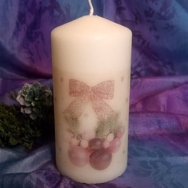 Viki Christmas Pillar Candle, White, Pack of 2