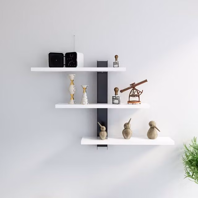 Decorotika Mita Wall Mounted Shelf in White and Black
