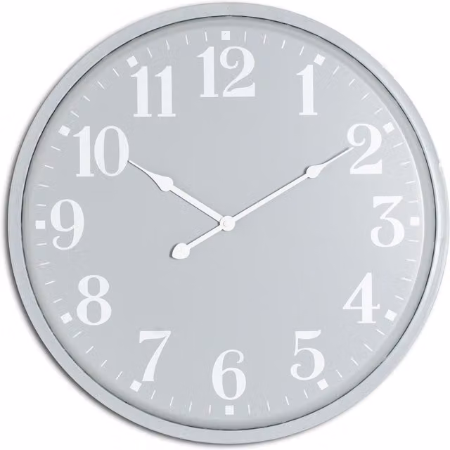 KDMK Ashmount Round Metal Wall Clock in Grey with Minimalist Analog Design