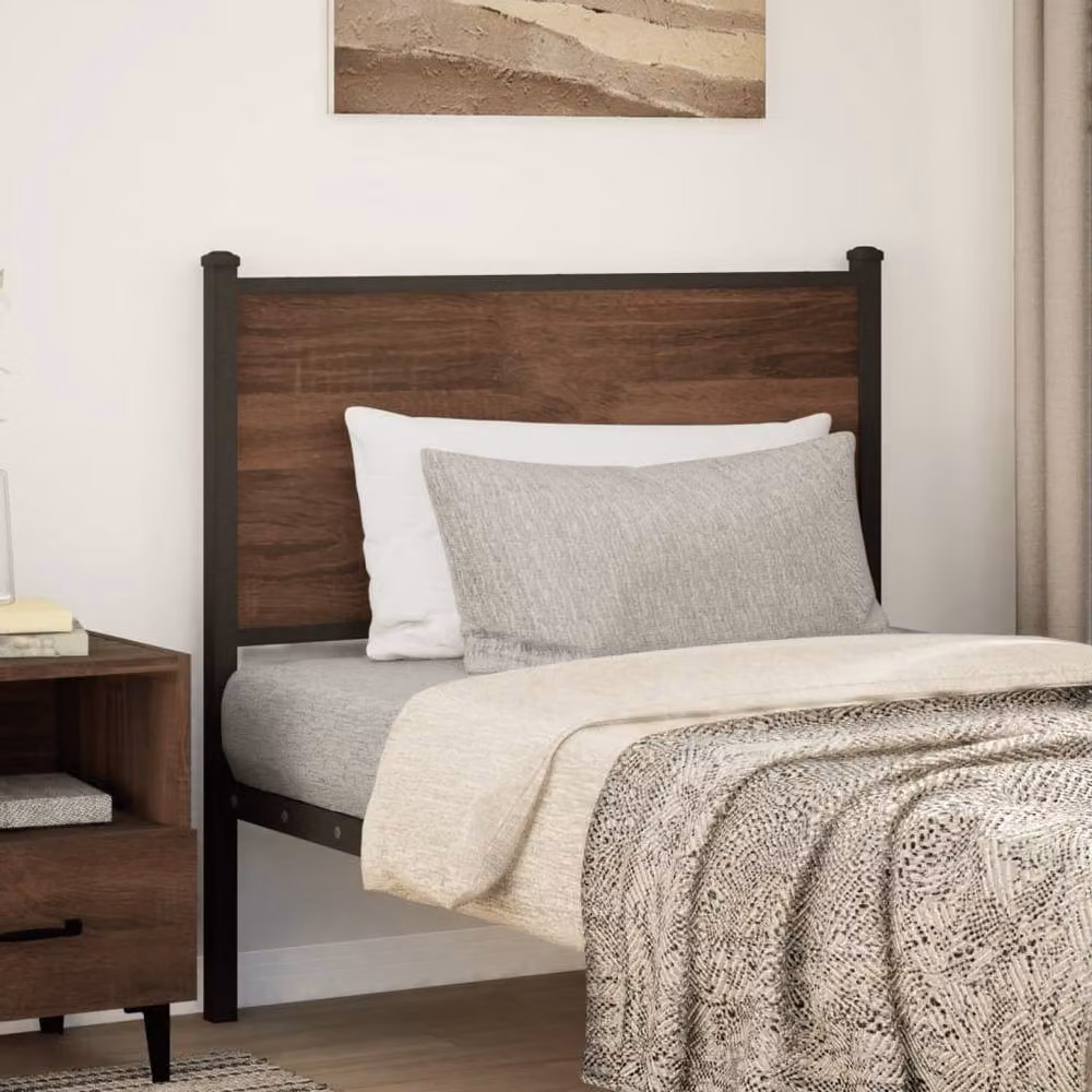 Berkfield Home Industrial Headboard in Brown Oak, W/H: 90 x 91.5 cm – 2