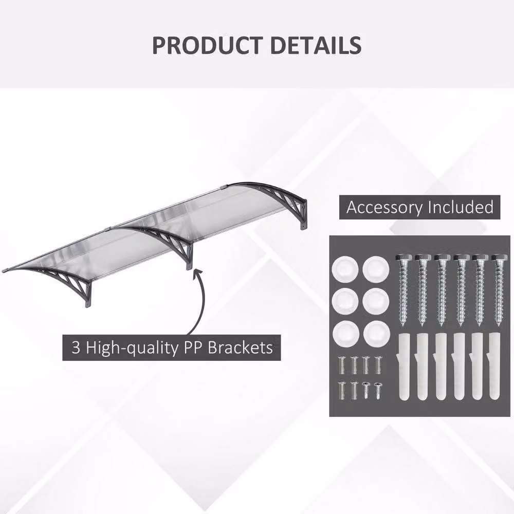 EONLION Transparent Polycarbonate Canopy Awning Outdoor Window Rain Shelter, W: 100 cm, D: 100 cm, H: 100 cm – 3