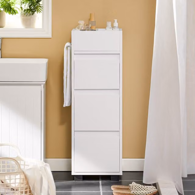 SoBuy Modern White Storage Cabinet Unit with 3 Drawers on Wheels