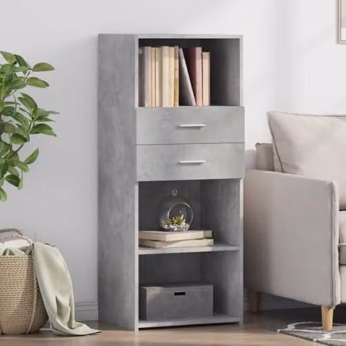 vidaXL Modern Highboard in Matt Grey MDF, W/D/H: 50 x 42.5 x 124 cm – 2