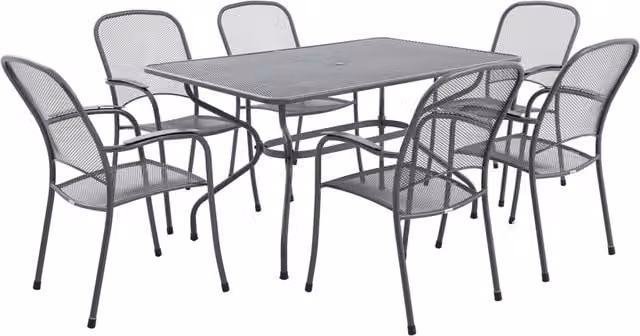 Pacific Lifestyle Carlo Mesh 6 Seater Outdoor Dining Set in Grey
