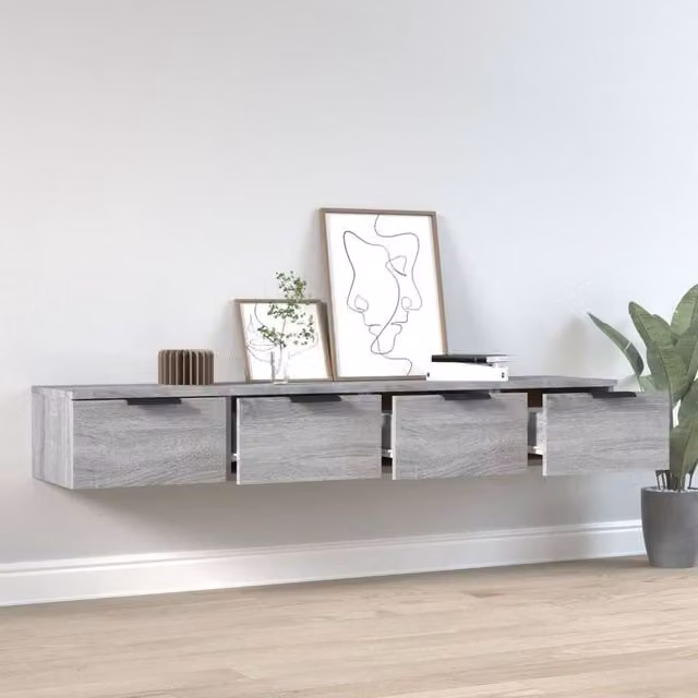 Berkfield Home Wall Mounted Cabinets, 2 Piece Set in Grey Sonoma, W/D/H: 68 x 30 x 20 cm