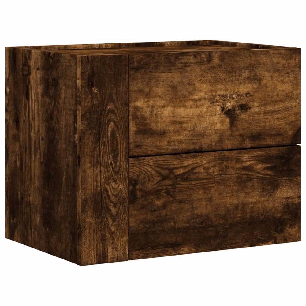 Berkfield Home Wall-mounted Bedside Cabinet in Smoked Oak Brown, W: 45 cm, D: 30 cm, H: 35 cm – 3