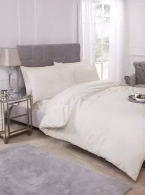 New Edge Blinds Percale Duvet Cover in Beige or White, W: 140 cm, H: 200 cm