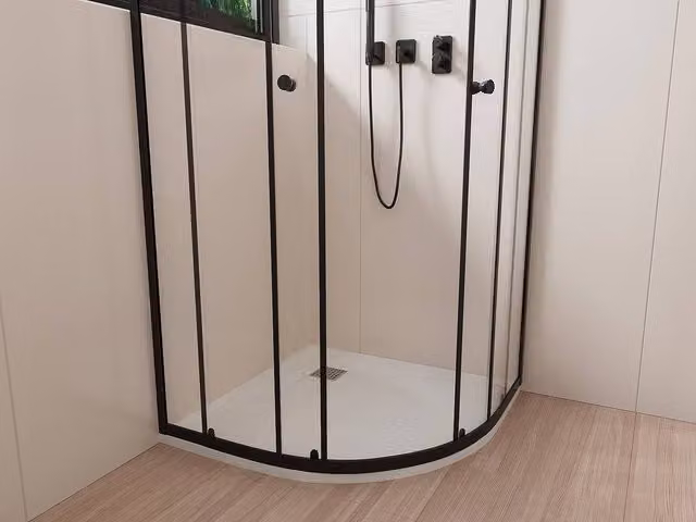Vente-unique SYFORSA Ultra-Slim Trimmable Quadrant SMC Resin Shower Tray in White, W/D: 90 x 90 cm
