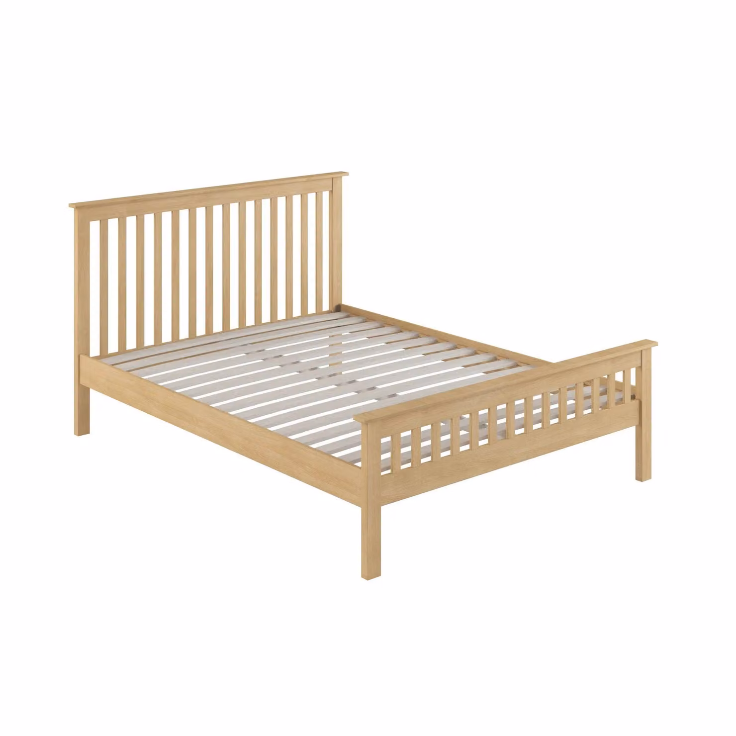 SlumberWorx Pitlochry Solid Oak Shaker Style Bed Frame in Light Oak, W/D/H: 140 x 200 cm – 2