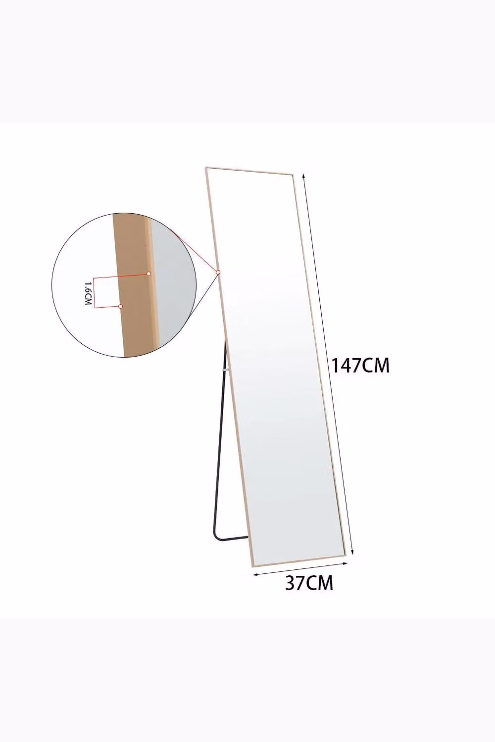 H&O Direct Gold Rectangular Full Length Dressing Mirror, W: 37 cm, H: 147 cm – 2
