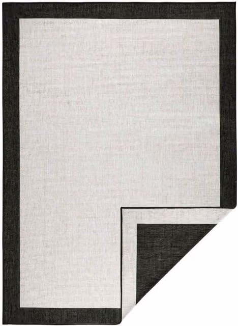 THE RUGS Panama Reversible Indoor Outdoor Flatweave Rug with Border, Black, W: 80 cm, L: 250 cm
