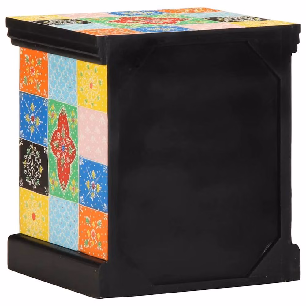Berkfield Home Set of 2 Multicolour Floral Mango Wood Bedside Cabinets, W/D/H: 40 x 35 x 45 cm – 5