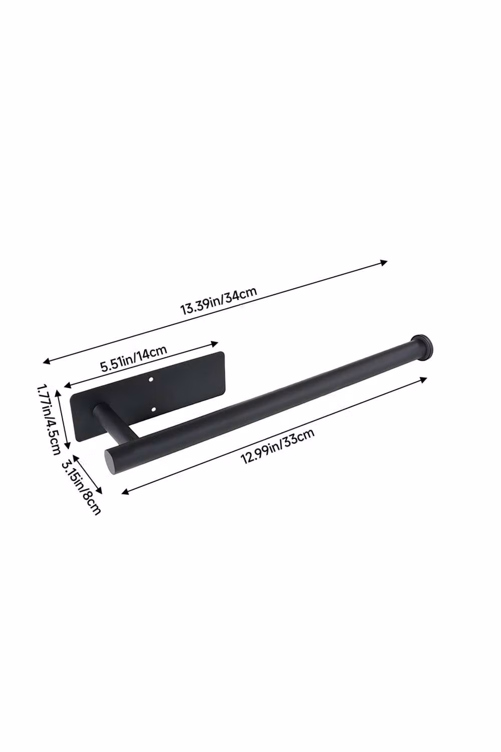 Living and Home Wall-Mounted Stainless Steel Towel and Toilet Paper Holder in Black – 2
