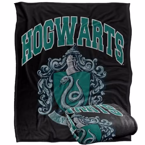 Warner Bros. Harry Potter Hogwarts Slytherin Super Soft Silky Touch Fleece Throw Blanket, Multicolour, W: 152.4 cm x D: 127.0 cm – 1