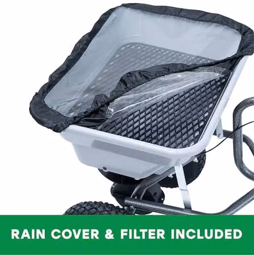 The Handy Black Towed Broadcast Spreader for Seed, Fertiliser and Salt with Adjustable Feed Control and Universal Hitch – 4