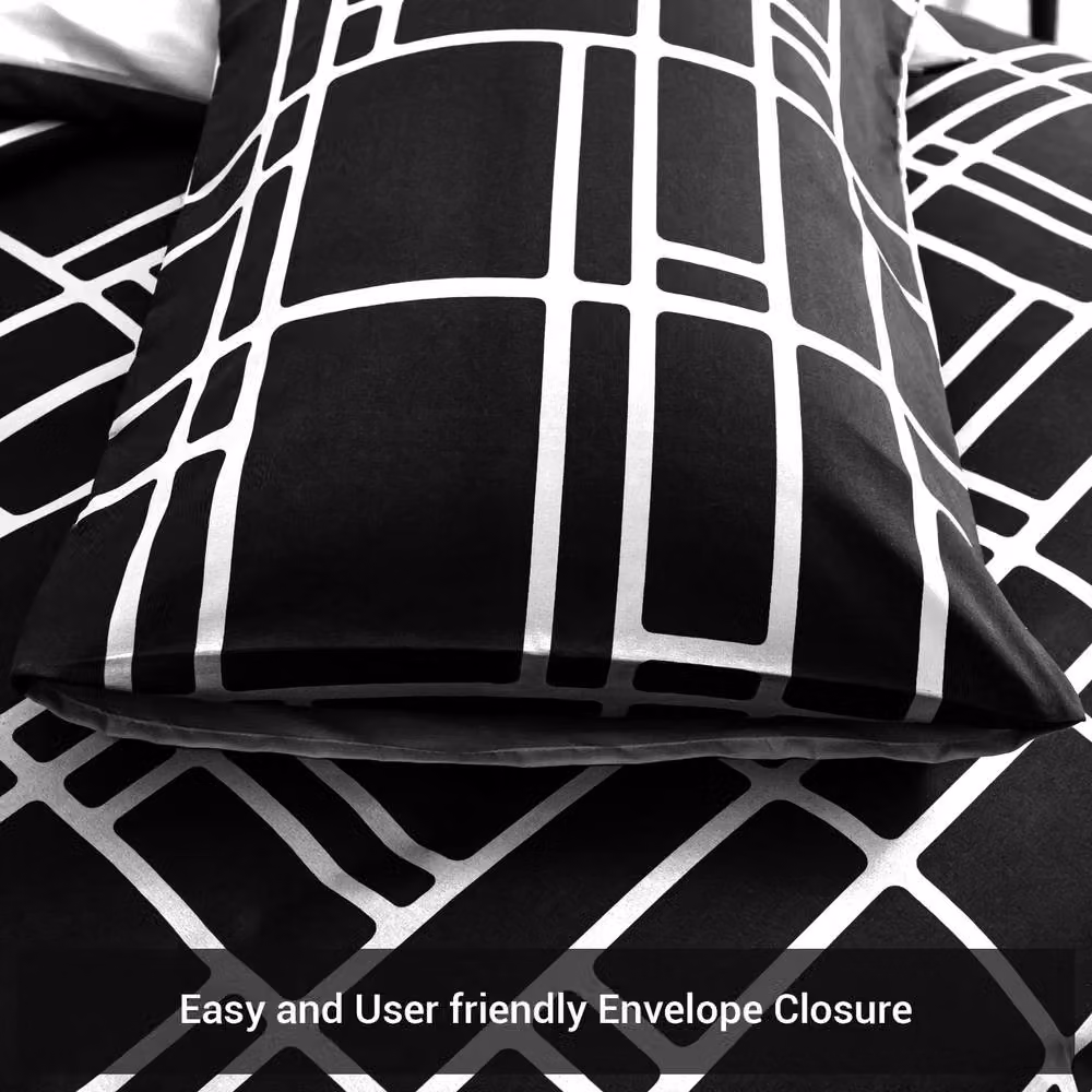 Pamposh Reversible Microfibre Duvet Cover Set in Jet Black, 200 x 200 cm – 7