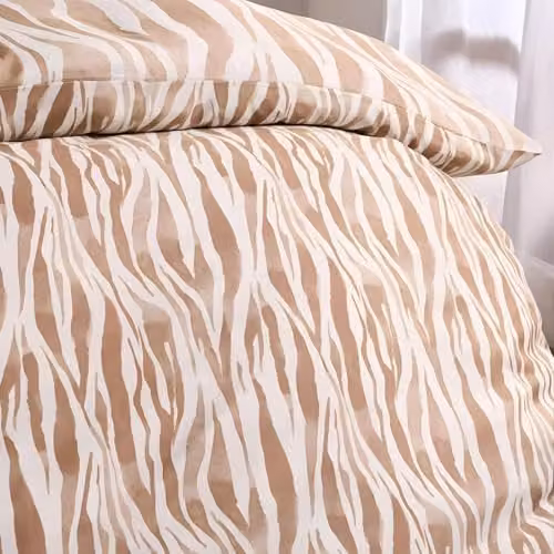OHS King Size Reversible Watercolour Zebra Print Microfibre Duvet Cover and Pillowcase Set, Beige, W/D/H: 230 x 220 x 180 cm – 3