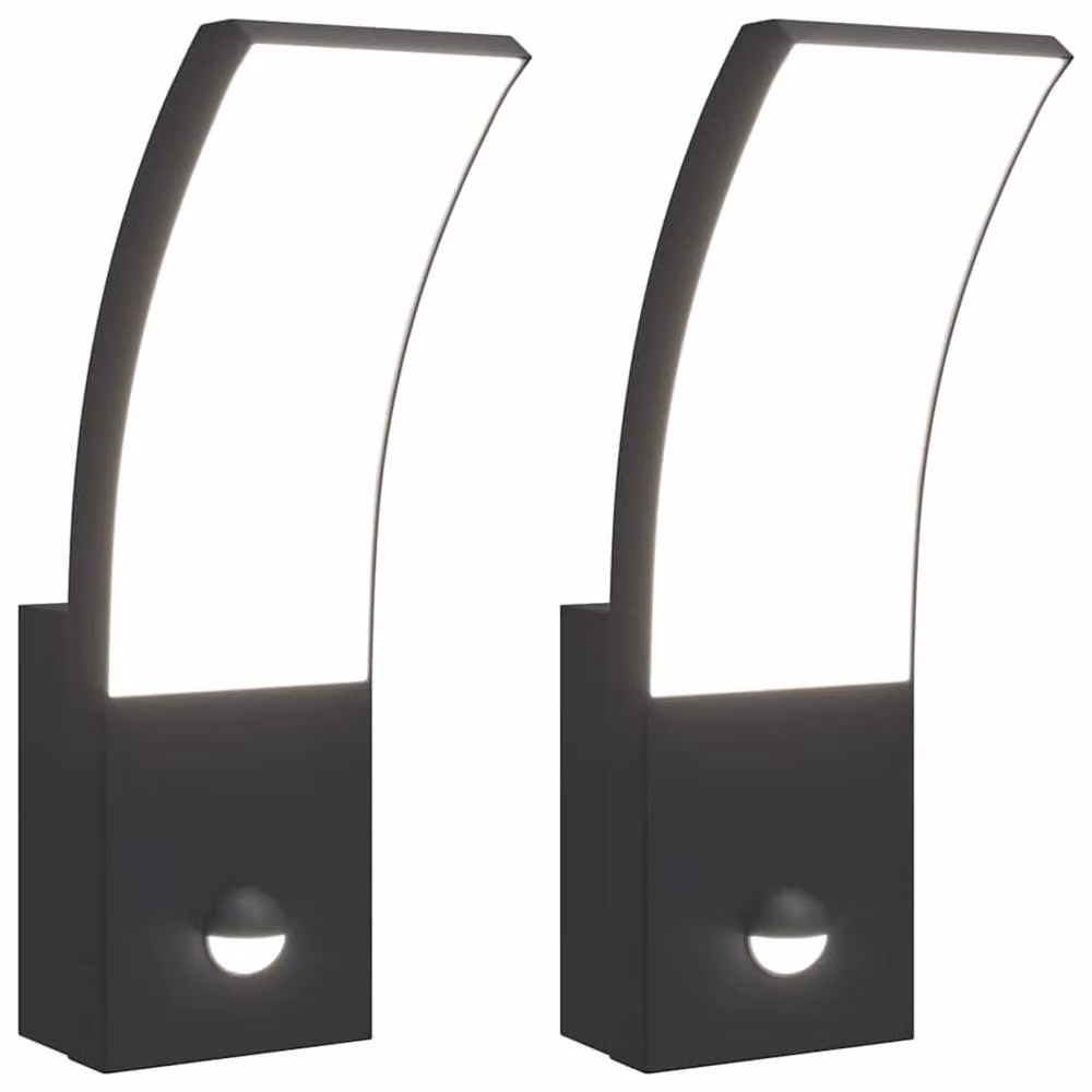 Berkfield Home Set of 2 Black Die-cast Aluminium Outdoor LED Wall Lights with Motion Sensor – 2