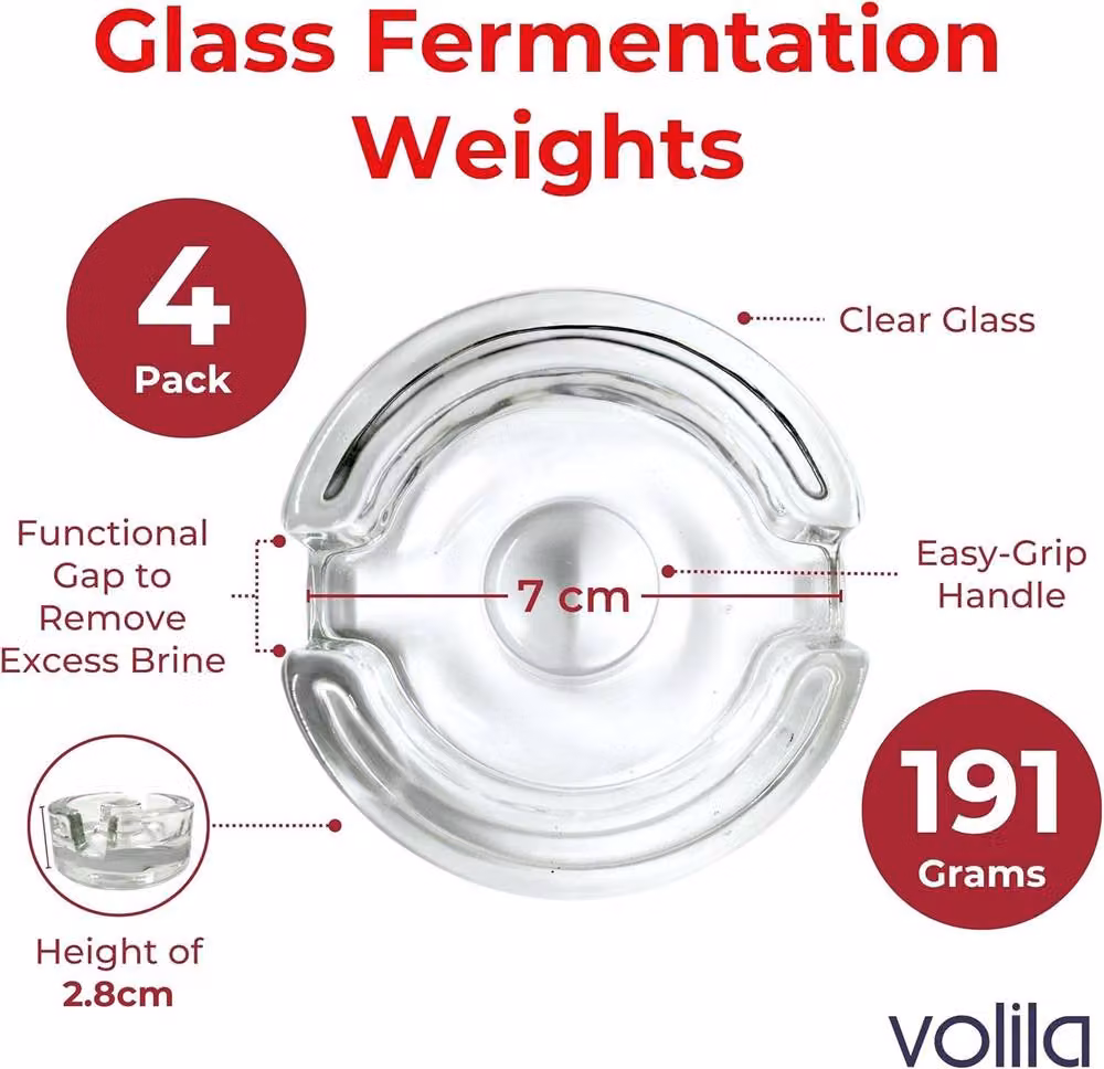 Volila 4 Pack Clear Glass Fermenting Weights with 7cm Wide Mouth – 2