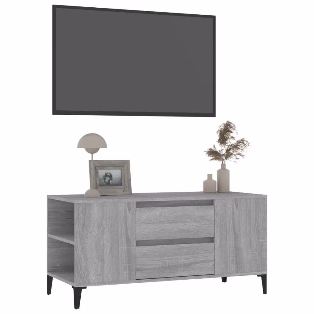 Berkfield Home Grey Sonoma TV Cabinet in Engineered Wood W/D/H: 102 x 44.5 x 50 cm – 3