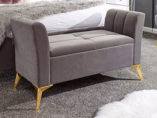 GFW Pettine Grey Velvet Ottoman Storage Bench – 1