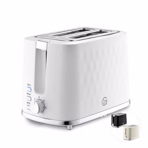 Swan Hexton 2 Slice Toaster, 900W, White