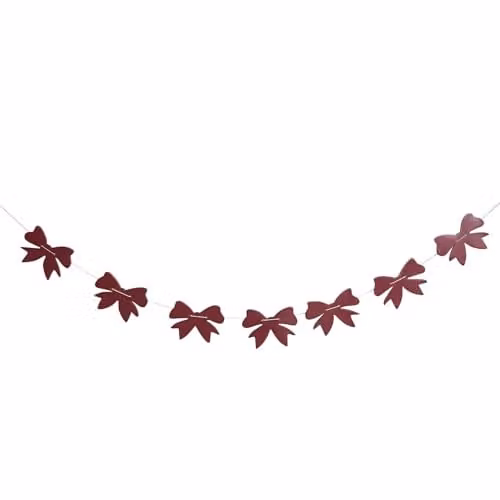 Melody Maison Rustic Distressed Wooden Bow Christmas Garland in Red or Purple, Length: 120 cm – 4