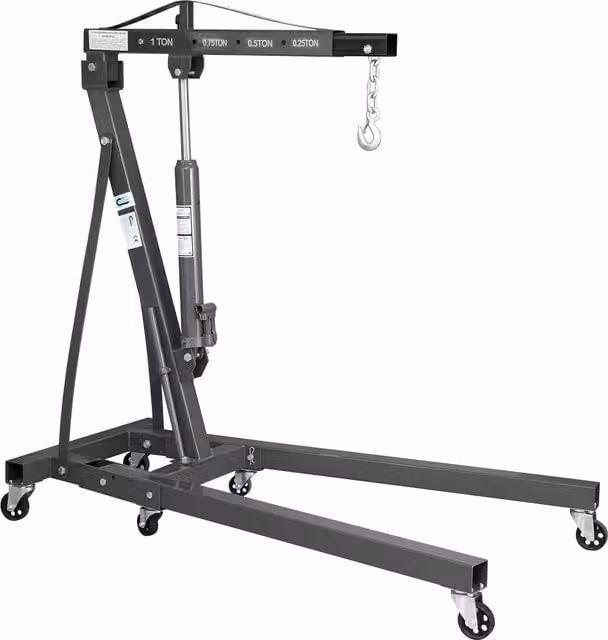 SwitZer Foldable Hydraulic Engine Crane Hoist with 8T Ram in Grey