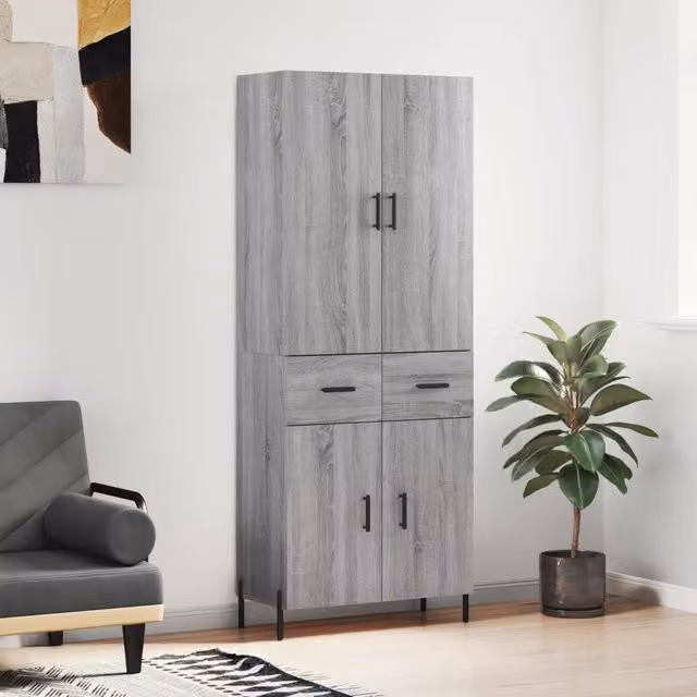 Berkfield Home Grey Sonoma Highboard, H 180 x W 69.5 x D 34 cm – 1