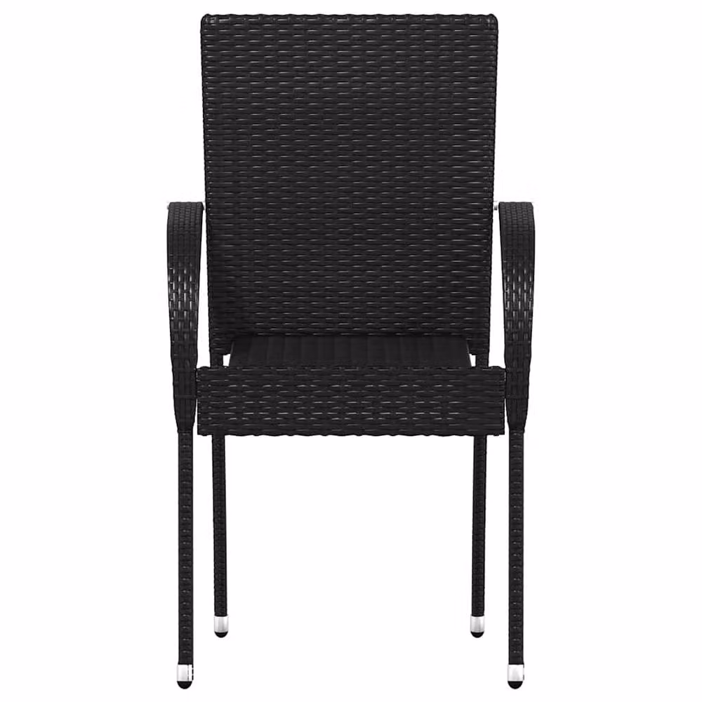 Berkfield Home Set of 2 Stackable Modern Outdoor Garden Chairs in Black Poly Rattan and Steel – 4