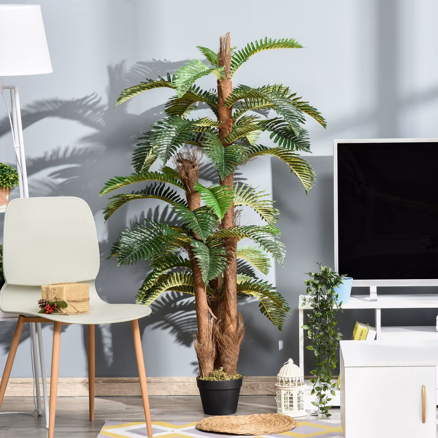 Outsunny 5FT Green Artificial Fern Tree with 36 Leaves for Indoor and Outdoor Décor, Height: 152.4 cm – 2