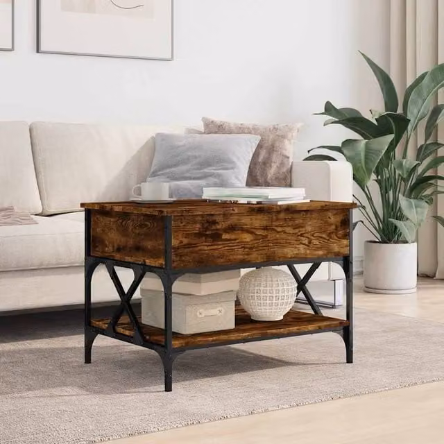 Berkfield Home Comfortable Coffee Table in Smoked Oak Brown, W/D/H: 70 x 50 x 50 cm