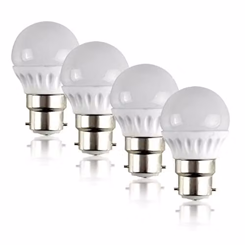 MiniSun Pack of 4 4W LED B22 Golfball Energy Saving Light Bulbs, 2700K Warm White