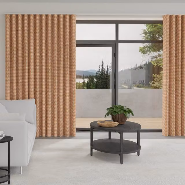 Orla Kiely Tiny Stem Made to Measure Wave Blackout Fabric Curtain in Red and Orange Floral Pattern