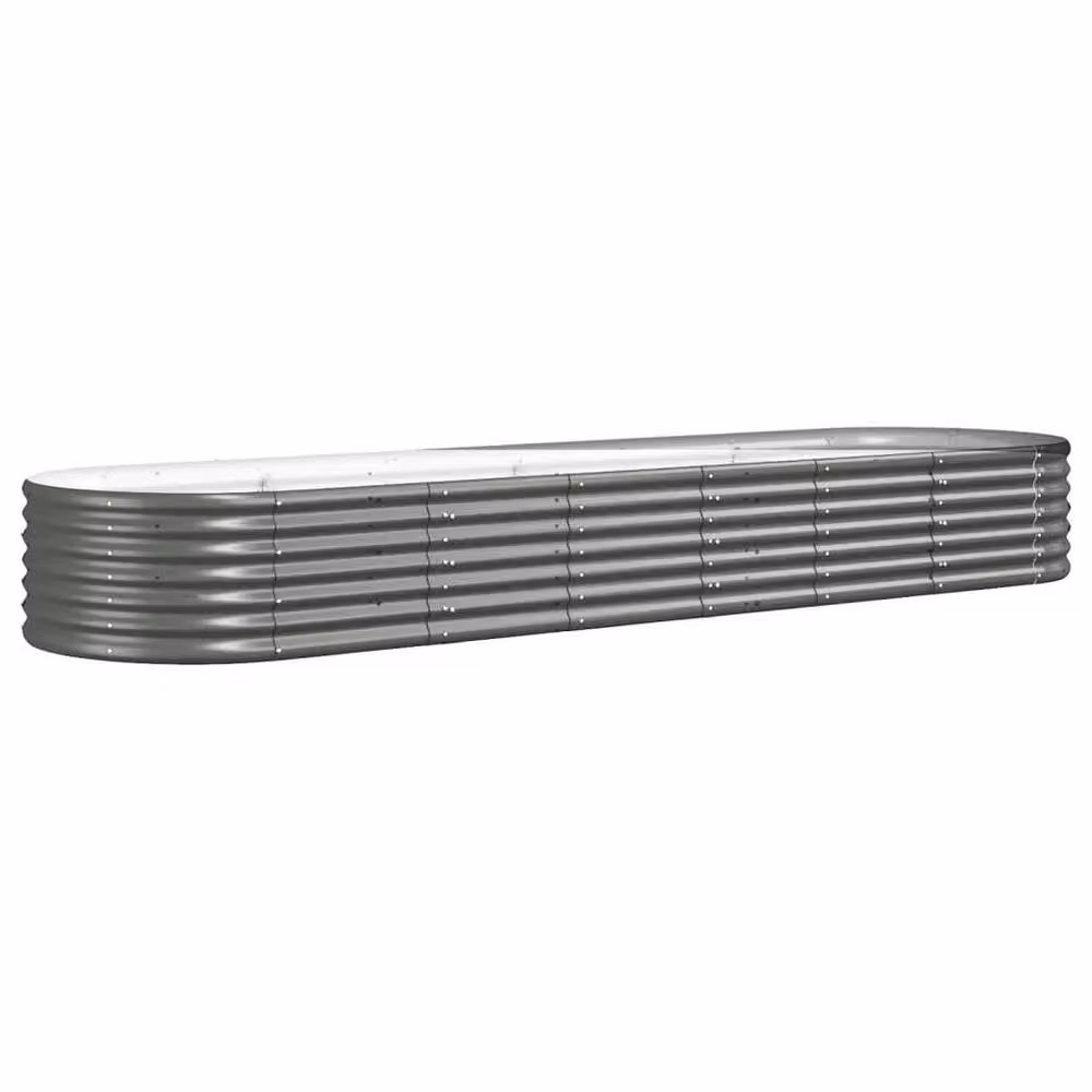 Berkfield Home Garden Raised Bed in Grey Powder-coated Steel, W: 296 cm, D: 80 cm, H: 36 cm – 3